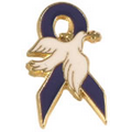 Purple Awareness Ribbon with Dove Lapel Pin